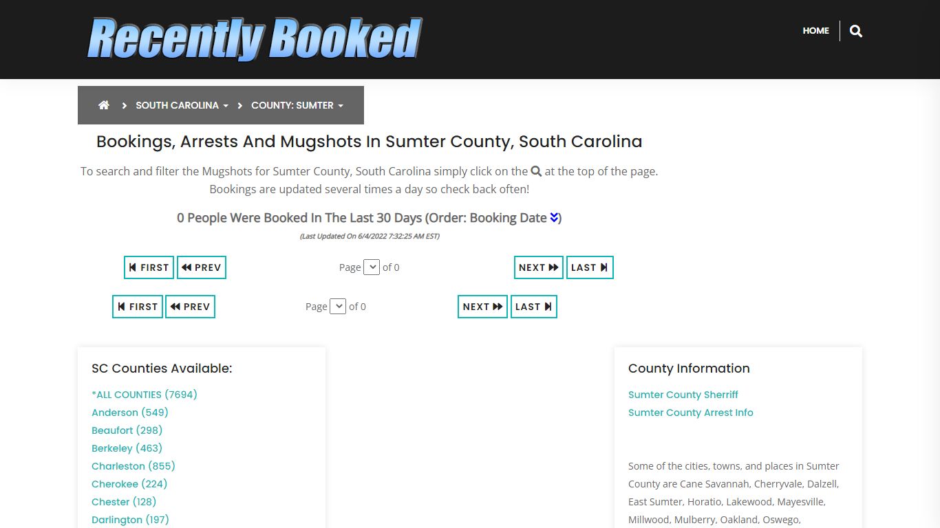 Bookings, Arrests and Mugshots in Sumter County, South Carolina